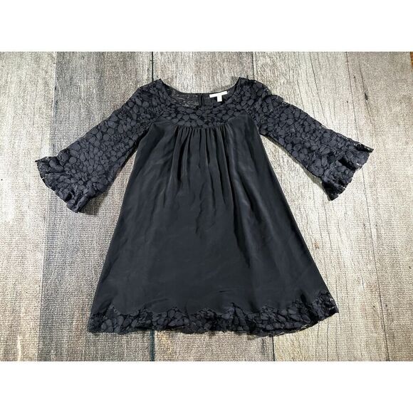 Rebecca Taylor Top Women's Black Vine Leaf Patterned Shear Blouse Size 2 - Picture 1 of 7